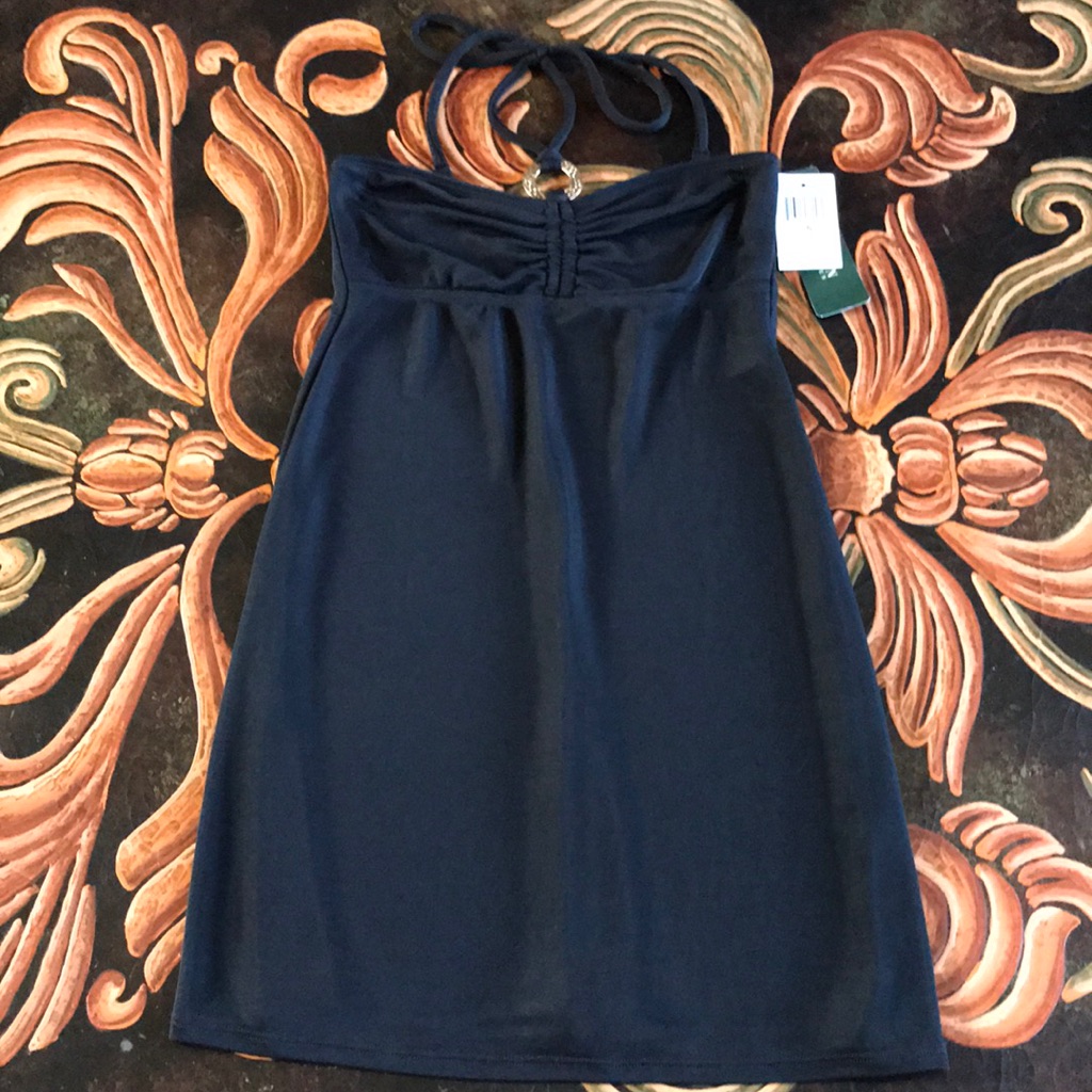 Ralph Lauren Black Gold Ring Halter Dress S New